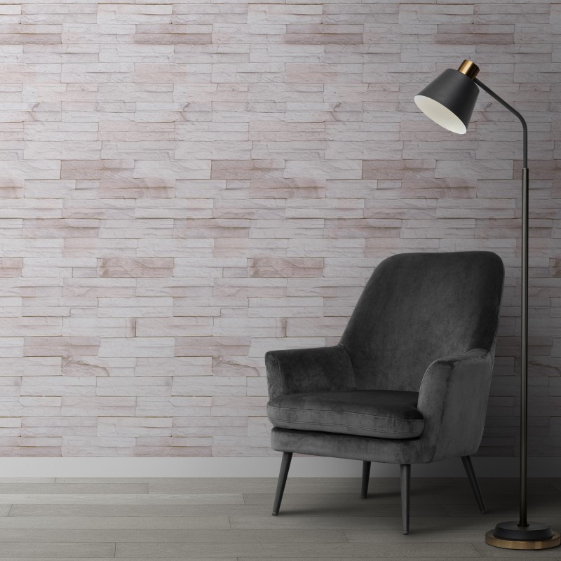 Papier peint Piedra Picada ton rose pastel