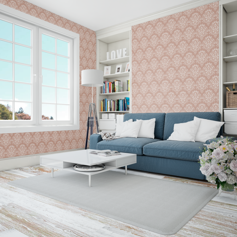 Papier peint victorien crème et rose