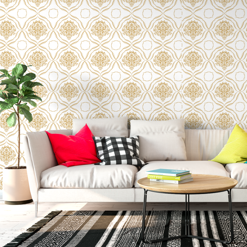 Crema Ocre Victorian Wallpaper
