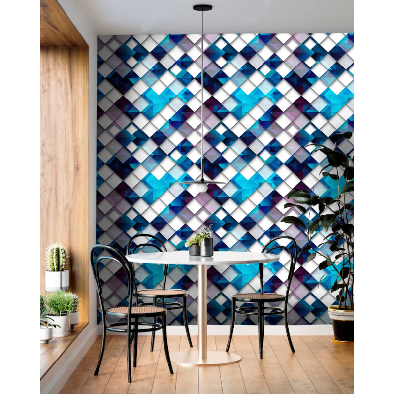 Triangles bleus Papier peint géométrique triangles bleus