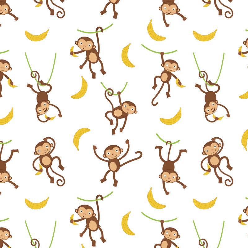Papier peint ludique avec des petits singes