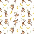 Papier peint ludique avec des petits singes