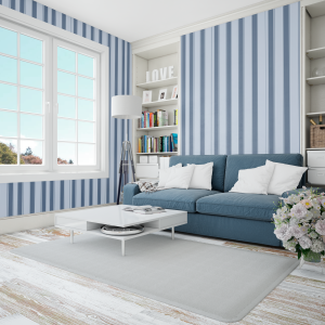 Carta da parati a righe blu