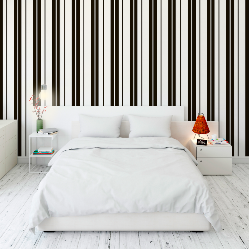 Thick and thin stripes Black wallpaper