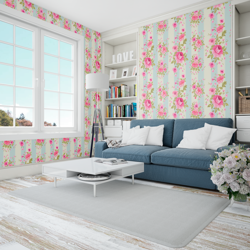 Papier peint floral Rosas