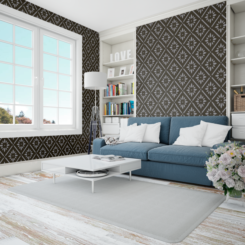 Victorian Floral Black Wallpaper