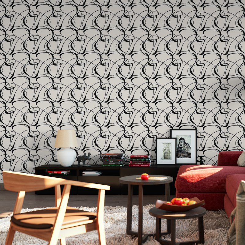 Bauhause Black and White Geometric Wallpaper