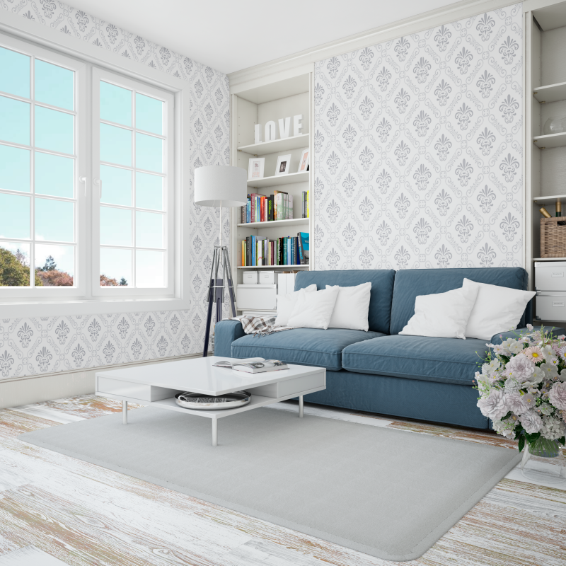 Fiori vittoriani dipinti su sfondo bianco e grigio