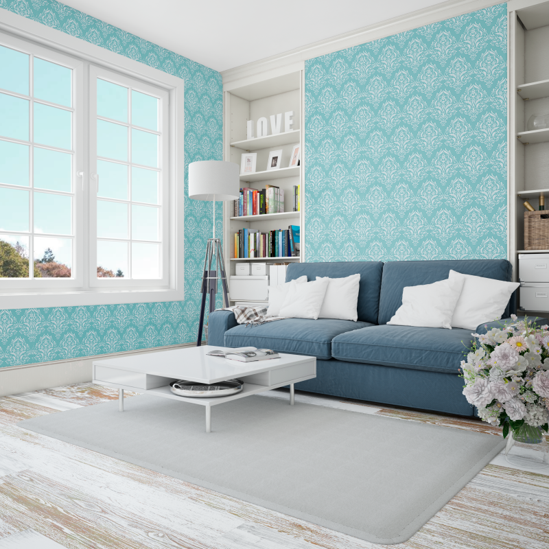 Fleurs victoriennes peintes sur fond bleu