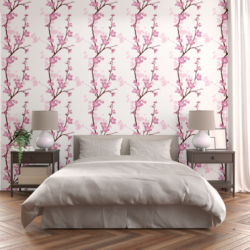 Floral wallpaper pink flowers creeper