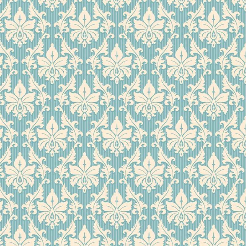 Turquoise blue Victorian Arabesque Wallpaper