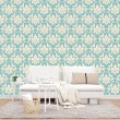 Turquoise blue Victorian Arabesque Wallpaper