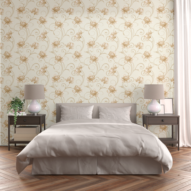 Carta da parati floreale in oro