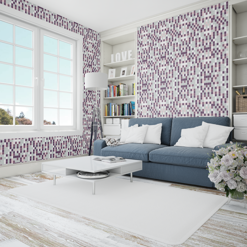 Papel Pintado Azulejos Tonos Morados