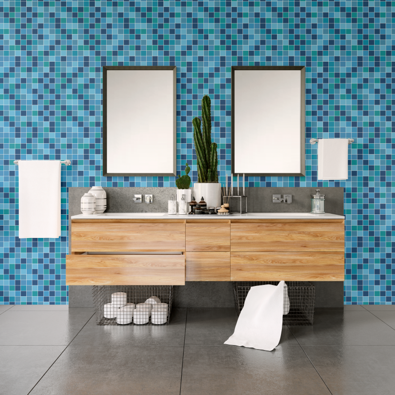 Wallpaper in different shades of blue