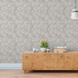 Grey floral wallpaper on grey background