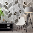Floral Wallpaper Leaves in shades of black