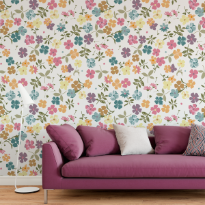Papier peint floral coloré