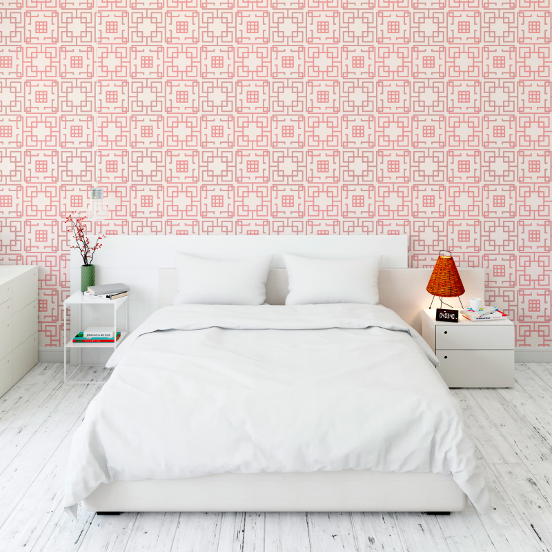 Geometric wallpaper pink squares