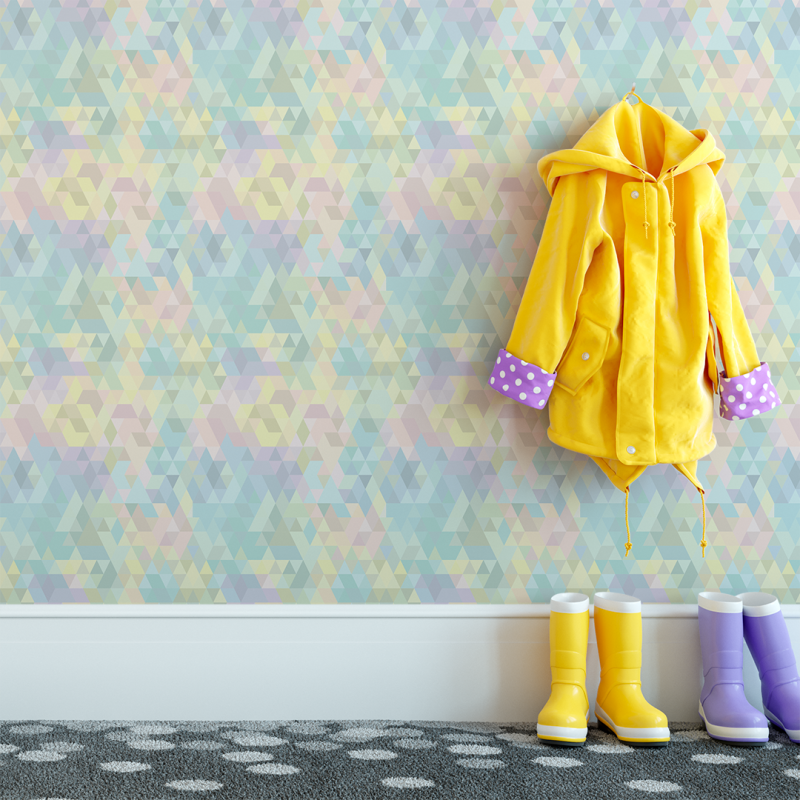 Papier peint géométrique triangles de différentes couleurs