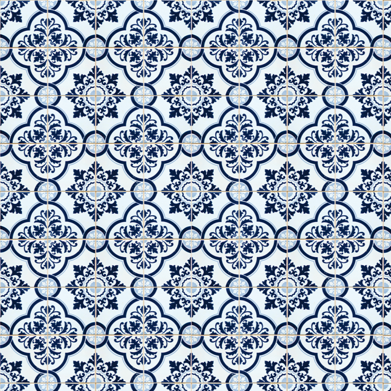 Carta da parati Azulejos en tonos blancos y azul oscuro -Sweet Papaya