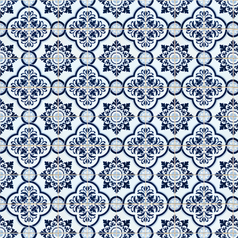 Wallpaper Azulejos en tonos blancos y azul oscuro -Sweet Papaya