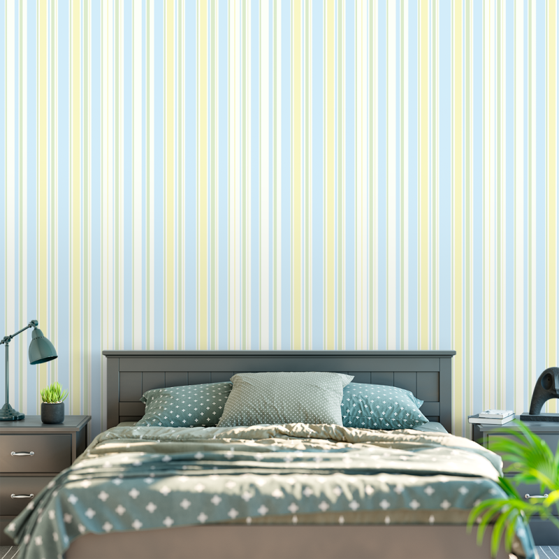 Blue and yellow vertical stripes wallpaper