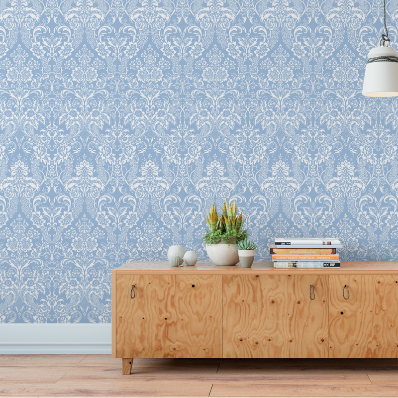 Papel Pintado Victoriano Celeste