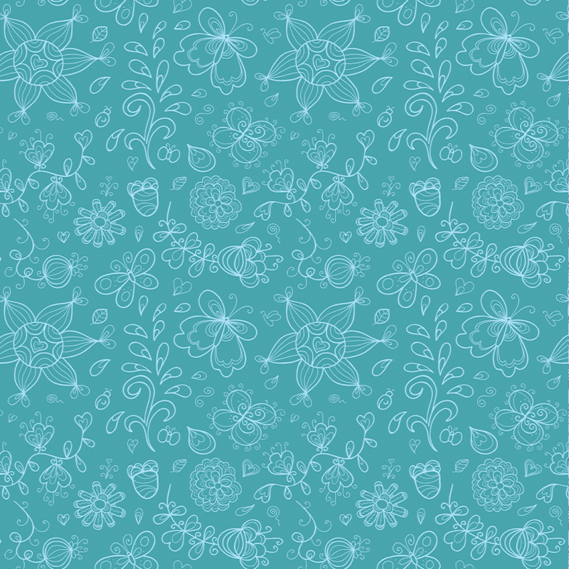 Floral wallpaper on mint blue background