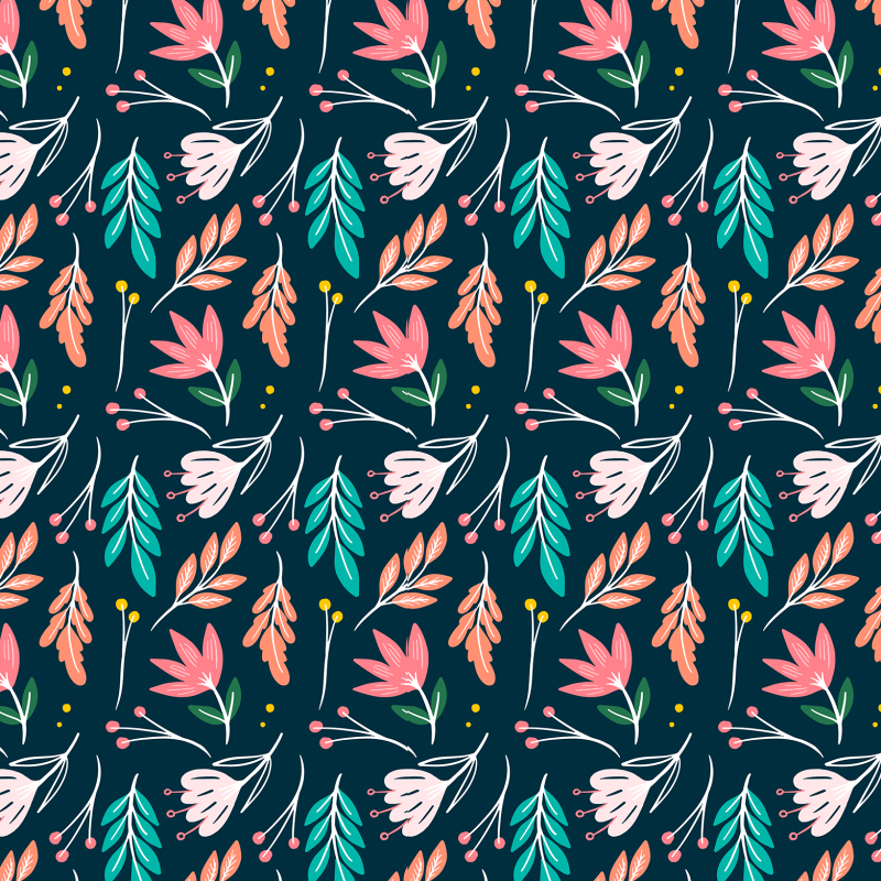 Multicolored Blue Floral Wallpaper