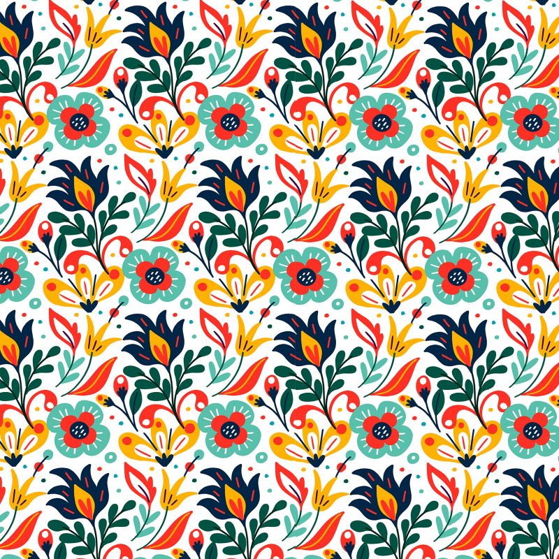 Striking Multicolored Floral Wallpaper