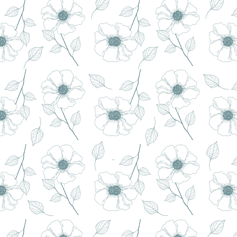 White and Green Floral Wallpaper