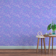 Violet and Blue Floral Wallpaper