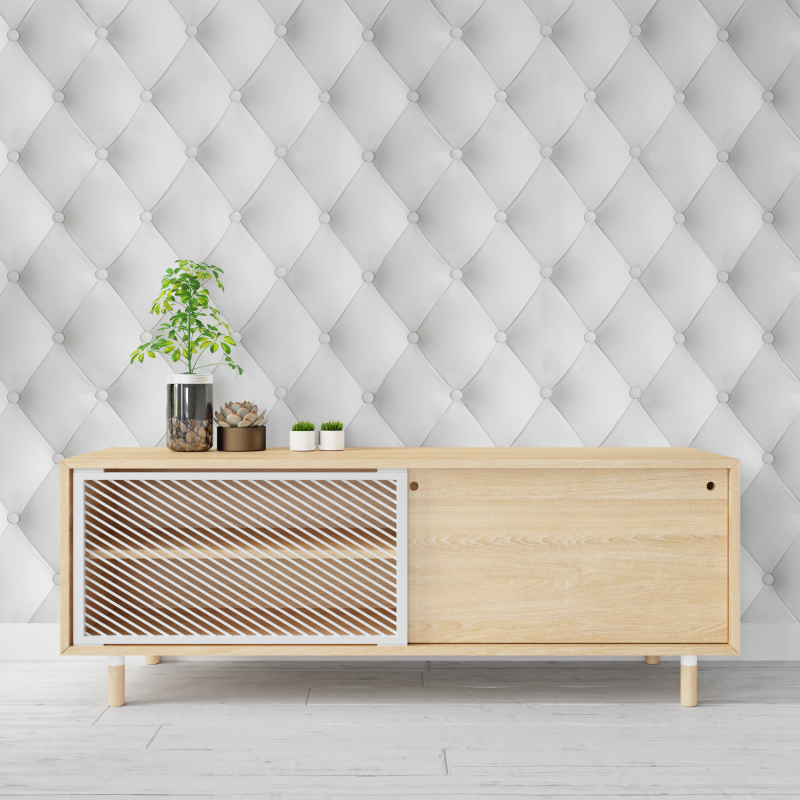 Chester Leather White Wallpaper