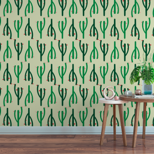 Cactus Floral Wallpaper Green