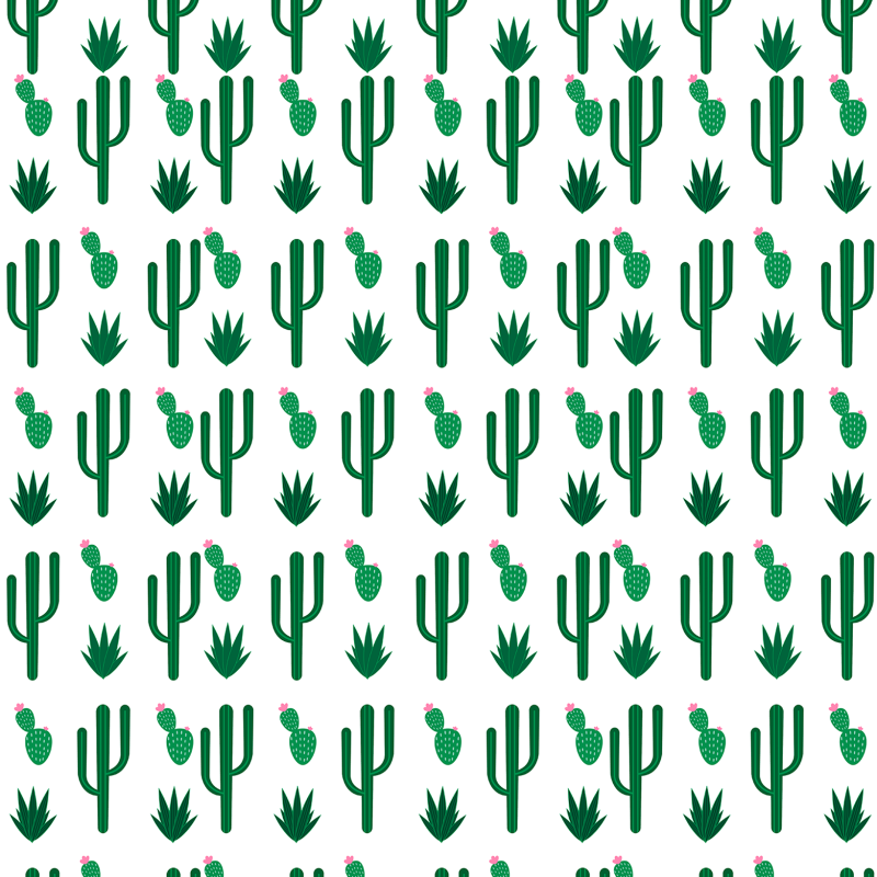 Papier Peint Floral de Cactus Blanc