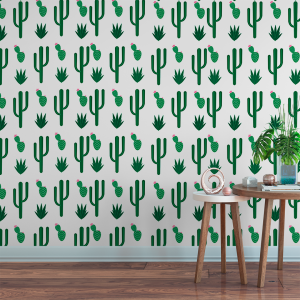 Cactus Floral Wallpaper White