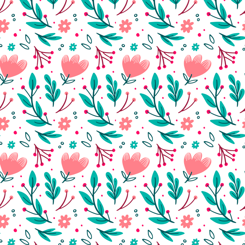 Pink and Green Floral Wallpaper