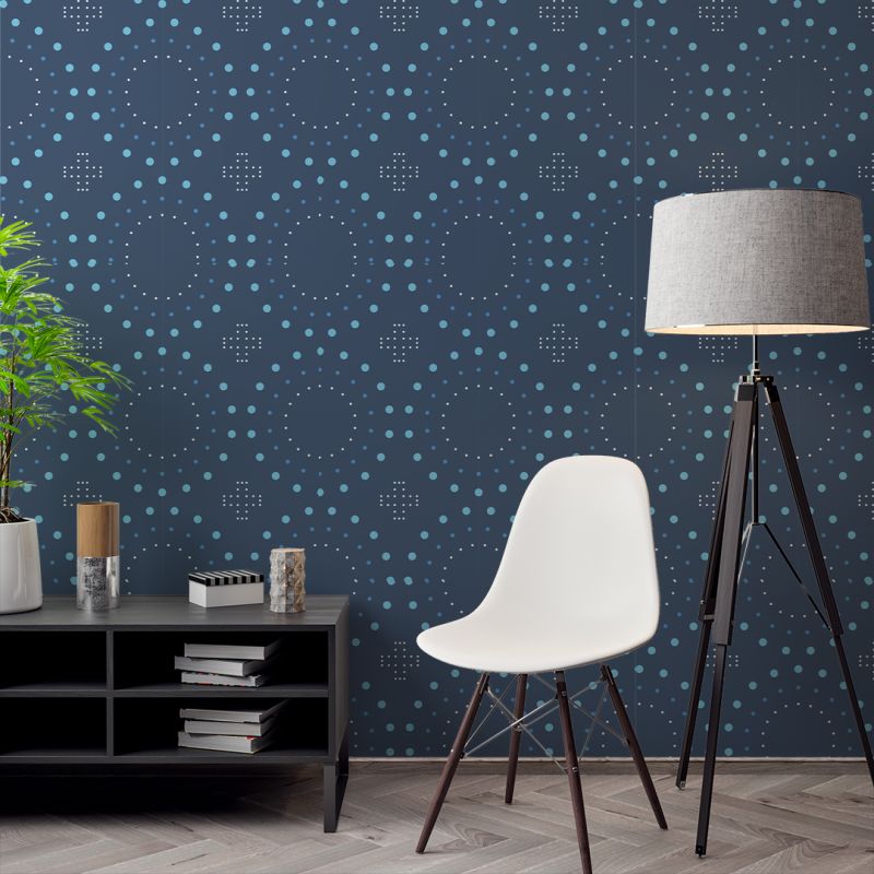 Geometric Wallpaper Blue Circles and Cross