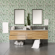 Tile Wallpaper in shades of green