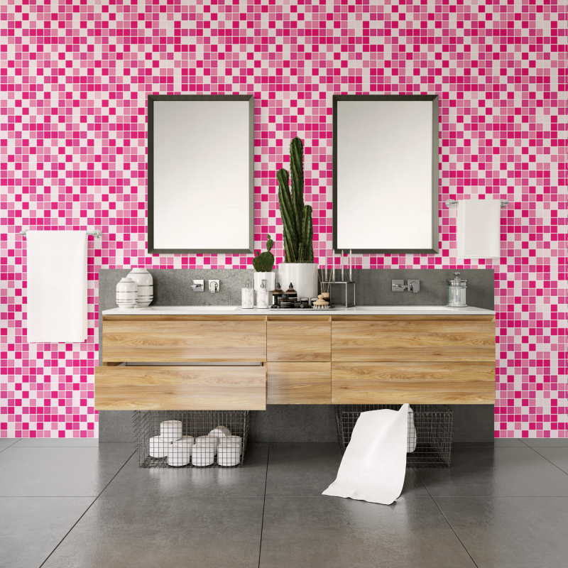 Pink and White Tile Wallpaper