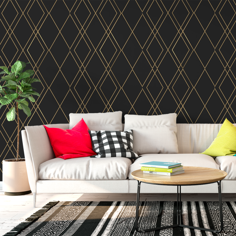 Golden Rhombus Geometric Wallpaper