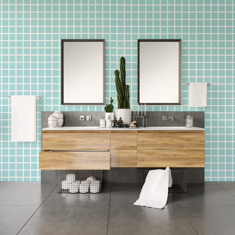 Turquoise checkered  Wallpaper