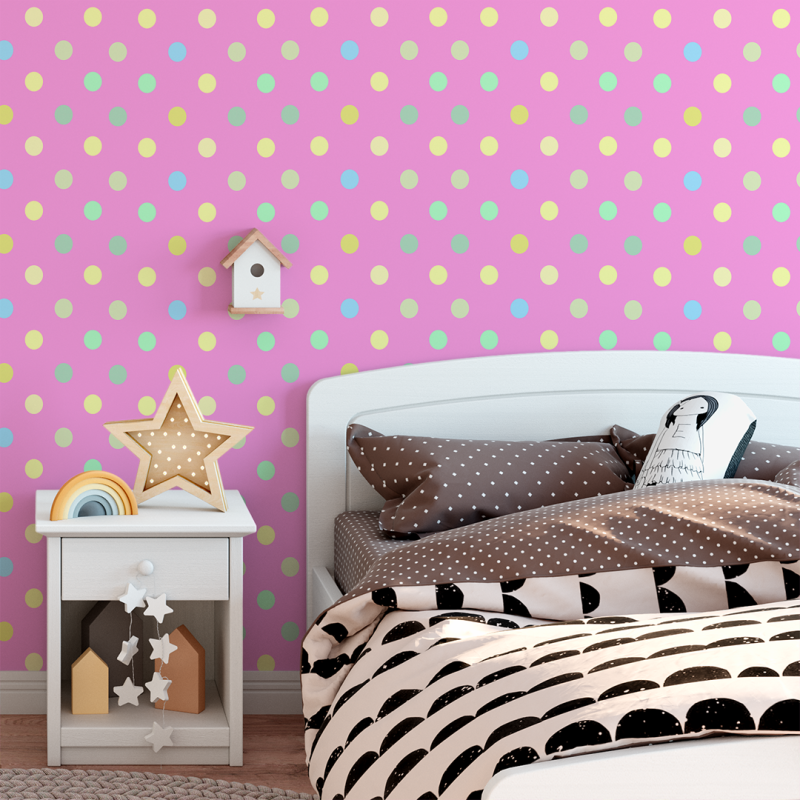 Wallpaper geometric colored dots - Sweet papaya home