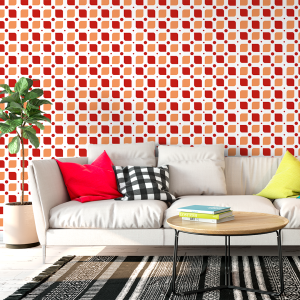 Geometric wallpaper red and...