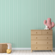 Wallpaper with white vertical stripes on a turquoise background