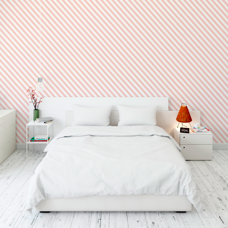 White diagonal stripes on pink background wallpaper