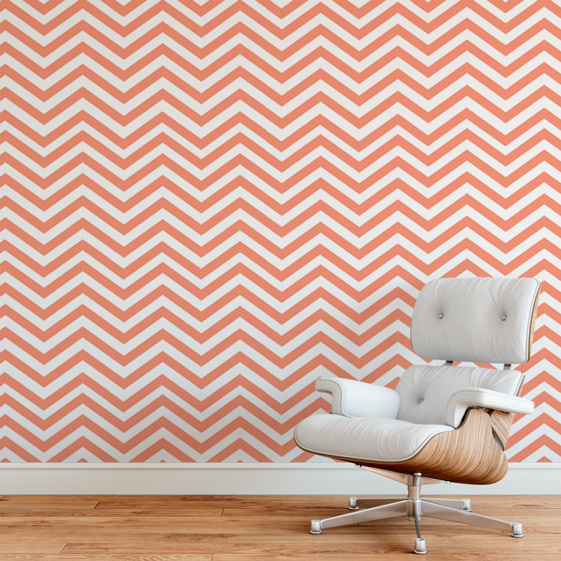 Papier peint Zig zag Saumon