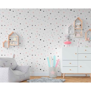 Kindertapete Herzen und Sterne