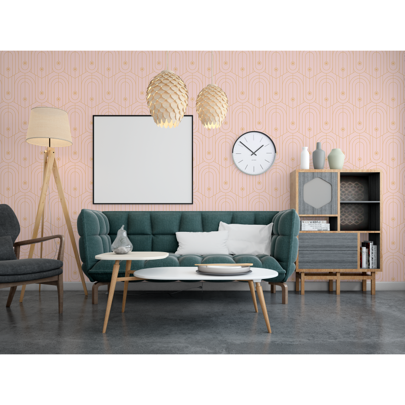 Geometrische Luxustapete in Rosa